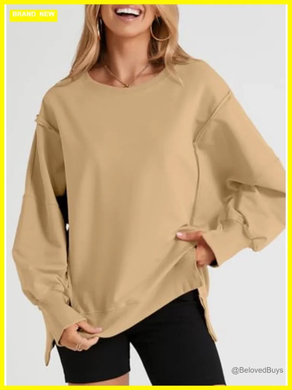 Oversized Reverse Seam Crewneck Long Sleeve Sweatshirt